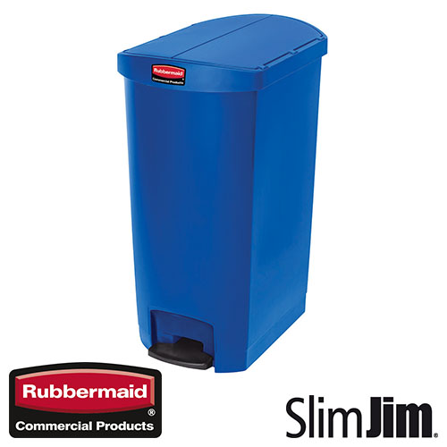 Afvalbak Slim Jim End Step On container Rubbermaid 68 liter blauw